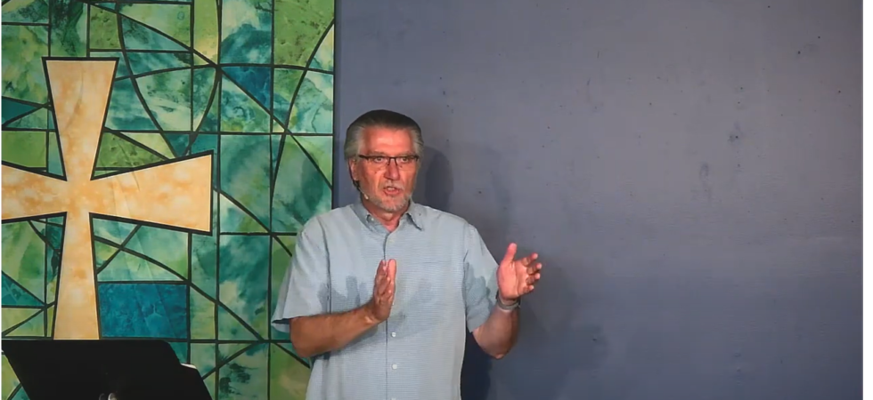 Pastor Herb Shaffer speaking at the worship service